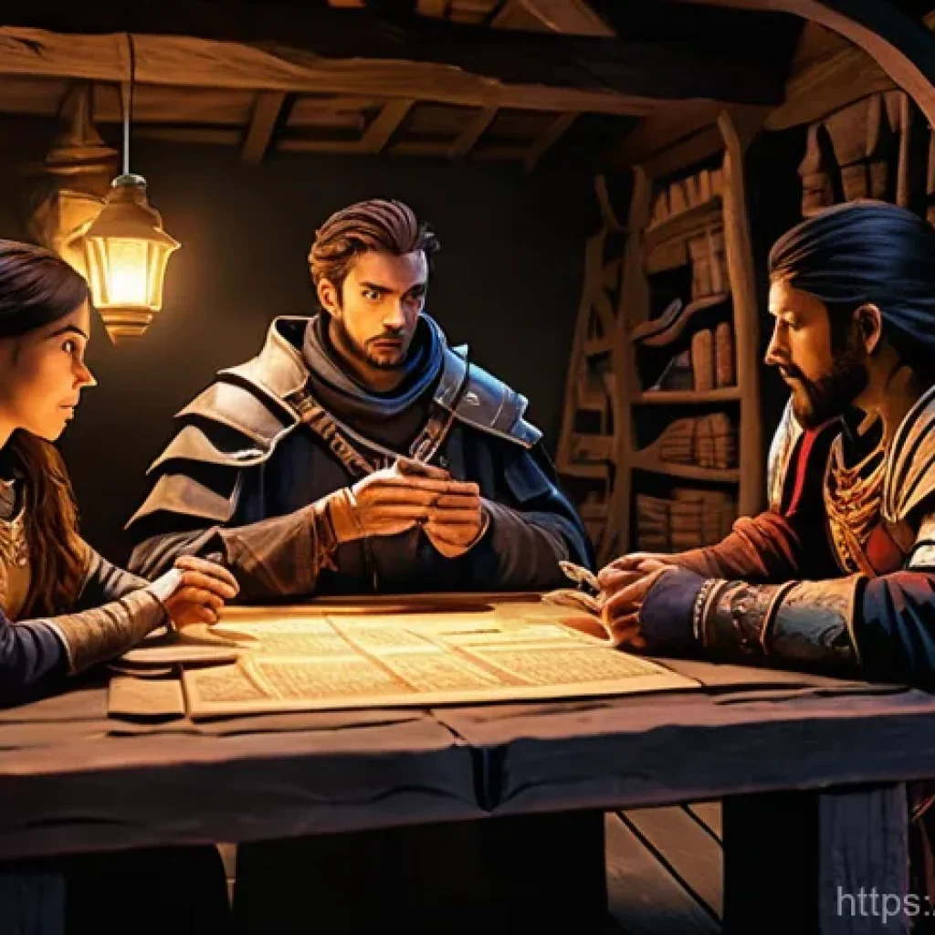 디아블로2 리셋 전략 - **A Diverse Group Preparing for the Ladder Reset**
    "A diverse group of three adventurers, a fema...