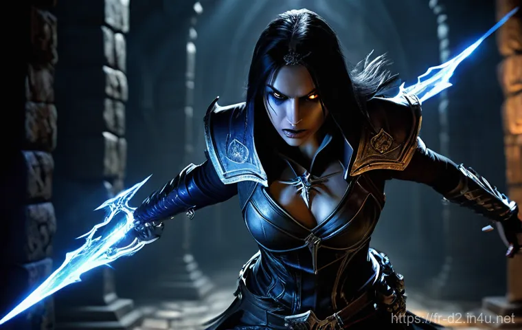 디아블로2 어쌔신 트랩 마스터리 - Image Prompt 1: "The Lightning Trap Master"**