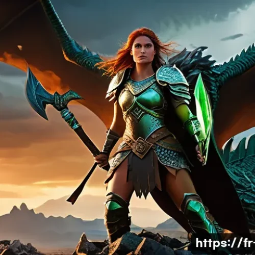 디아블로2 아이템 강화 팁 - **A Moment of Triumph and Rare Discovery:** A female barbarian warrior, clad in ornate, practical fa...